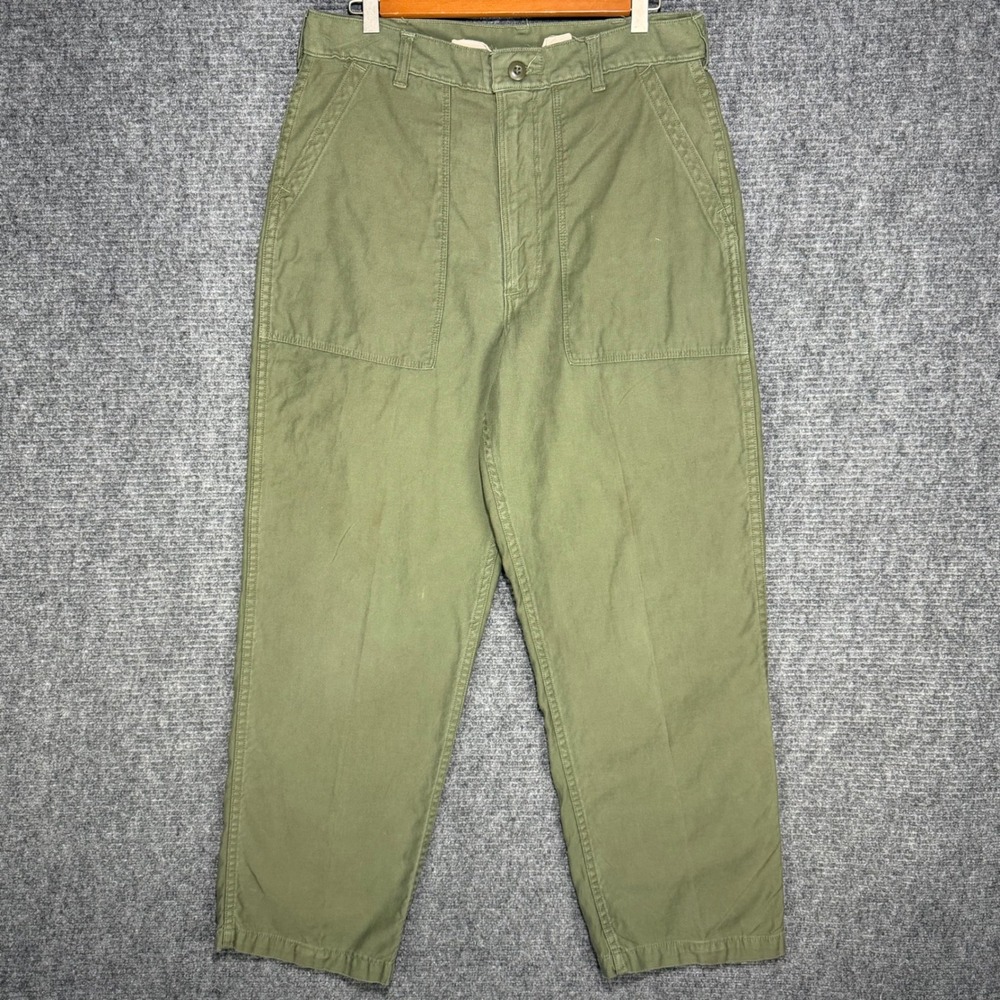 VTG 70s OG-107 Cotton Sateen Fatigue Pants Military Trousers Green 32x29.5Zipper